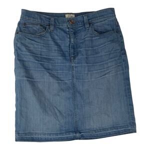 J. Crew women's size 28 Blue Knee-Length Pencil Skirt denim jean raw hem